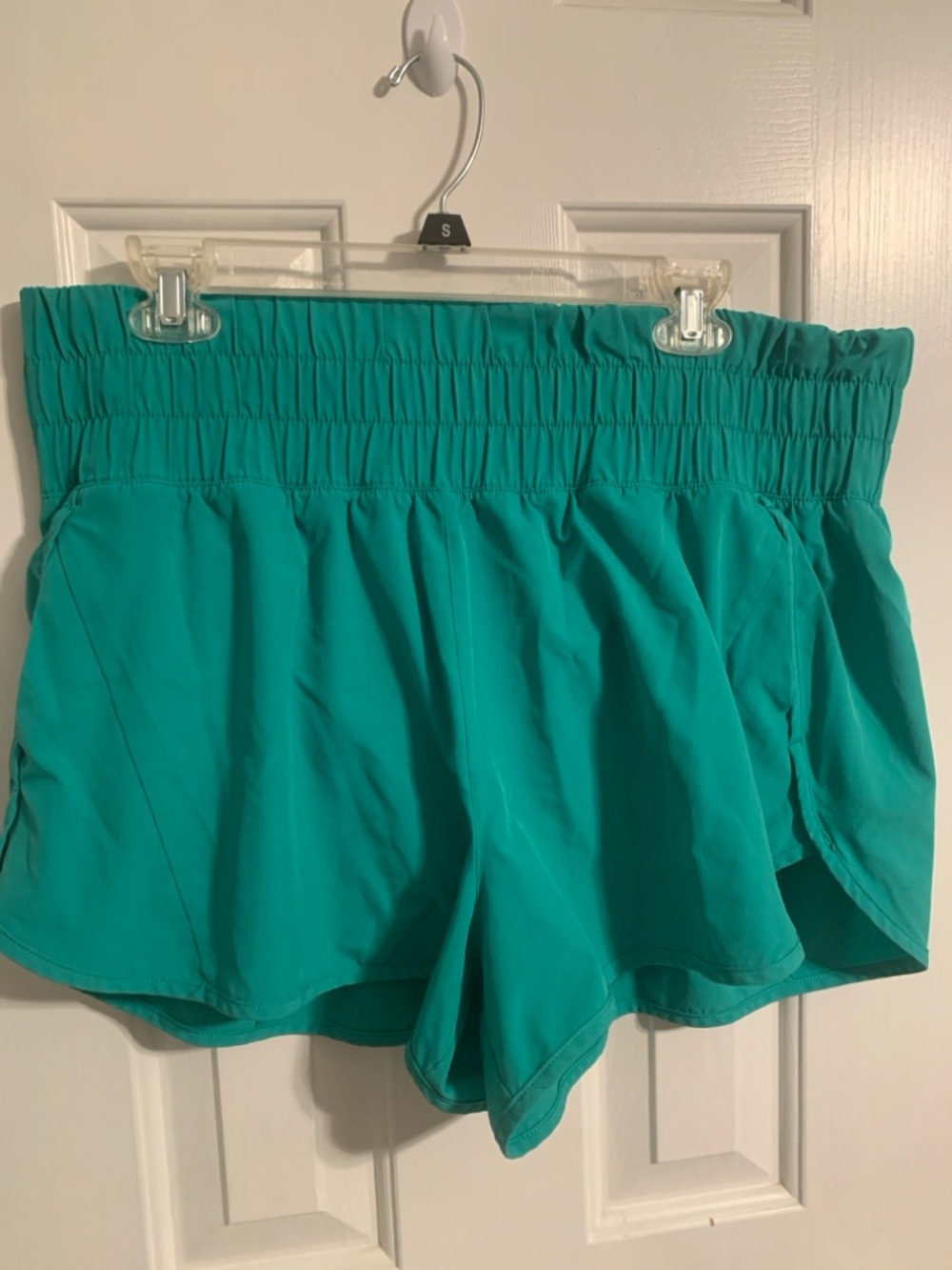 Avia Teal Green Athletic Shorts with Smocked Waist